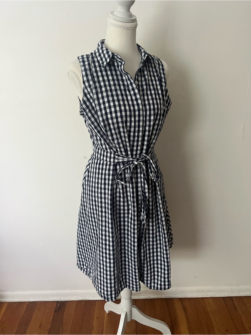 Westport Navy/White shirt dress ,Women’s 10, Gingham Cottage Farmhouse